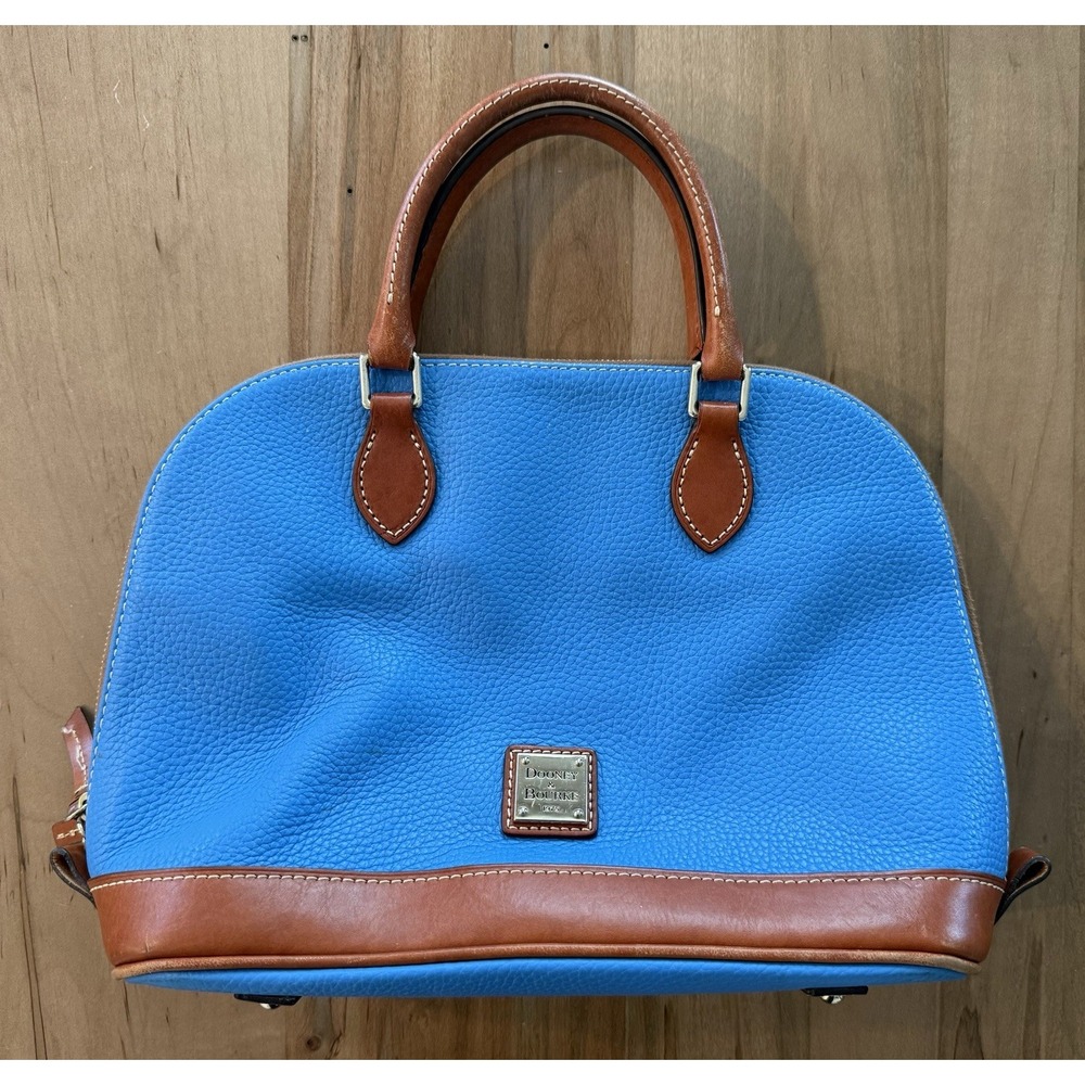 Dooney & Bourke 1975 Pebble Grain Domed Satchel Caribbean Blue R343 CB